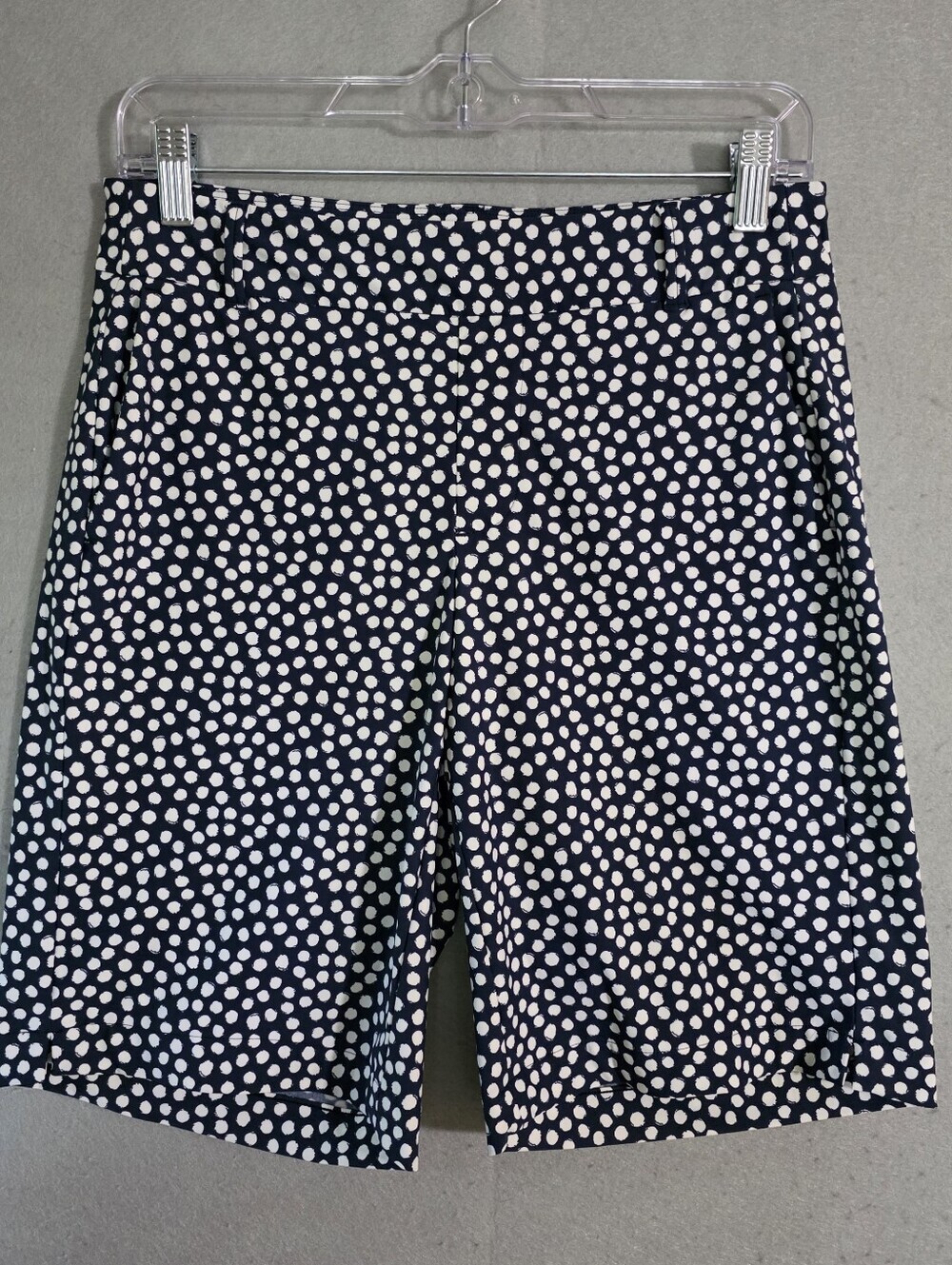 Spanx Womens 10" Blue With White Polka Dots Sunshine Shorts 50214R Size Small